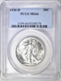 1936-D WALKING LIBERTY HALF DOLLAR PCGS MS-66