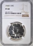 1968-S KENNEDY HALF DOLLAR NGC PF 68