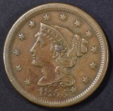 1855 KNOB ON EAR LARGE CENT XF