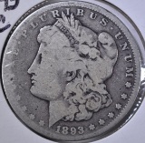 1893-CC MORGAN DOLLAR, GOOD