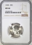 1935 WASHINGTON QUARTER  NGC MS-66