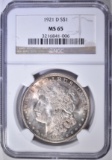 1921-D MORGAN DOLLAR  NGC MS-65