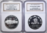 LOT OF 2 SILVER DOLLAR COMMEMS NGC GRADED