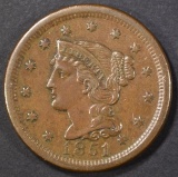 1851 LARGE CENT AU/BU