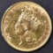 1888 $3 GOLD INDIAN PRINCESS BU  CLEANED