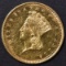 1857 $1 GOLD INDIAN PRINCESS  CH BU