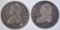 1833 GOOD, 1836 VF HOLED BUST HALF DOLLARS