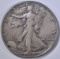 1938-D WALKING LIBERTY HALF DOLLAR, XF