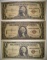 3-LOW GRADE 1935 $1.00 HAWAII SILVER CERTIFICATES