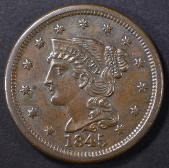 1845 LARGE CENT AU/BU