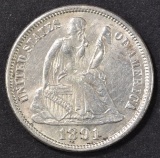 1891-O SEATED LIBERTY DIME  BU