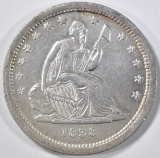 1838 SEATED LIBERTY QUARTER  AU/BU