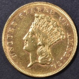 1861 $3 GOLD INDIAN PRINCESS AU/BU