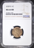 1929-S LINCOLN CENT  NGC MS-64 RB
