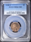 1938-S LINCOLN CENT  PCGS MS-66+ RD