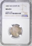 1883 NO CENTS LIBERTY NICKEL  NGC MS-65+