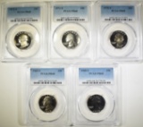 (5) PROOF WASHINGTON QTRS, ALL PCGS PR-68