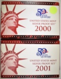 2000 & 2001 U.S. SILVER PROOF SETS ORIG PACKAGING