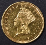 1857 $1 GOLD INDIAN PRINCESS  CH BU