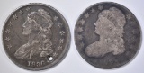 1833 GOOD, 1836 VF HOLED BUST HALF DOLLARS