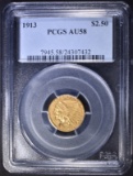 1913 $2.5 GOLD INDIAN PCGS AU-58