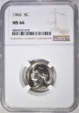 1965 JEFFERSON NICKEL NGC MS-66