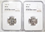 (2) 1965 JEFFERSON NICKELS NGC MS-66