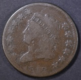 1812 LARGE CENT, VG corrosion