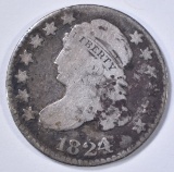 1824/2 BUST DIME, VG dark