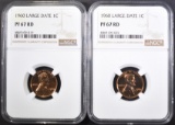 2-1960 LARGE DATE LINCOLN CENTS, NGC PF-67 RED