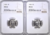 (2) 1965 NICKELS NGC MS-66