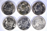 6-GEM BU 1944-D SILVER JEFFERSON NICKELS