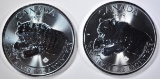 2-BU 2019 CANADA ROARING GRIZZLY SILVER COINS