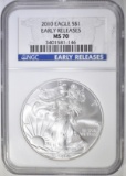 2010 AMERICAN SILVER EAGLE, NGC MS-70