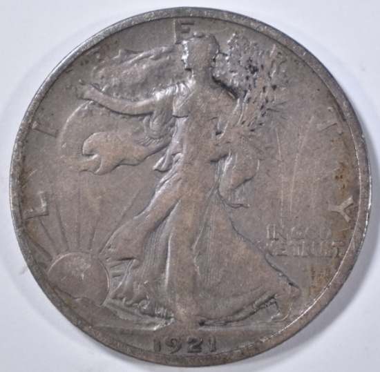 1921-S WALKING LIBERTY HALF DOLLAR, VF+  SCARCE!!!