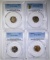 LOT OF 4 PCGS GRADED ROOSEVELT DIMES: