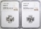 1946-D & 52-D ROOSEVELT DIMES, NGC MS-66 FT