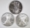 1994, 2004 & 2009 BU AMERICAN SILVER EAGLES