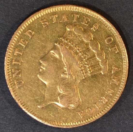1862 $3 GOLD INDIAN PRINCESS  CH AU/UNC