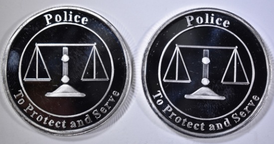 2-POLICE "TO PROTECT & SERVE 1-Oz SILVER ROUNDS