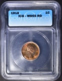 1918 LINCOLN CENT  ICG MS-65 RD