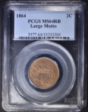 1864 2 CENT PIECE  PCGS MS-64 RB LARGE MOTTO