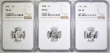 1946, 48 & 51 ROOSEVELT DIMES, NGC MS-66