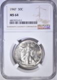 1947 WALKING LIBERTY HALF DOLLAR  NGC MS-64