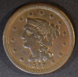 1857 SMALL DATE LARGE CENT  XF/AU