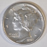 1917-S MERCURY DIME  GEM BU FSB