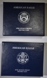 2010 & 2011 PROOF AMERICAN SILVER EAGLES BOXES/COA