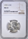 1935-S WASHINGTON QUARTER  NGC MS-63