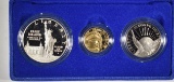 1986 LIBERTY 3-PIECE COMMEM SET WITH $5 GOLD