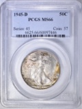 1945-D WALKING LIBERTY HALF DOLLAR  PCGS MS-66